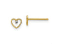 FJC Finejewelers 10 kt Yellow Gold Button with Rhodium Bright Cut Heart Post Earrings 5 mm x 5 mm