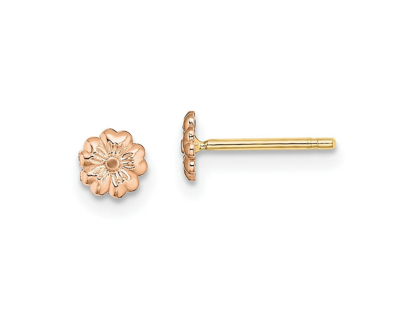 FJC Finejewelers 10 kt Rose Gold Button Flower Post Earrings 4.4 mm x 4.4 mm