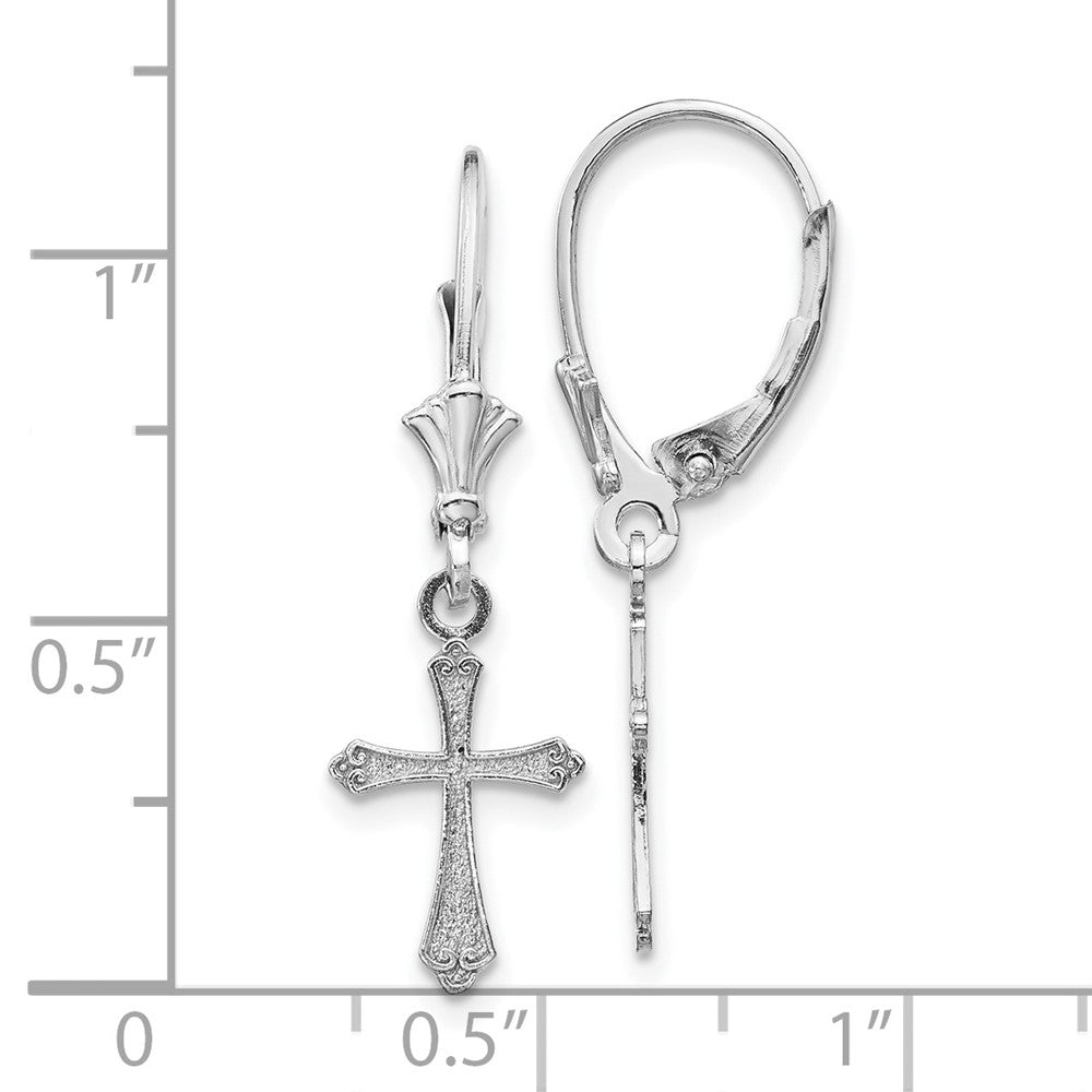 FJC Finejewelers 10 kt White Gold Drop and Dangle Cross Leverback Earrings 29.65 mm x 8.95 mm
