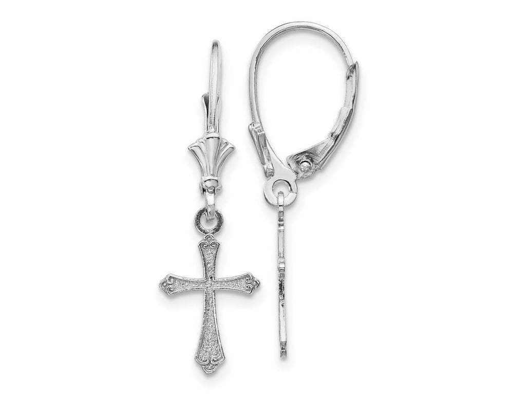 FJC Finejewelers 10 kt White Gold Drop and Dangle Cross Leverback Earrings 29.65 mm x 8.95 mm