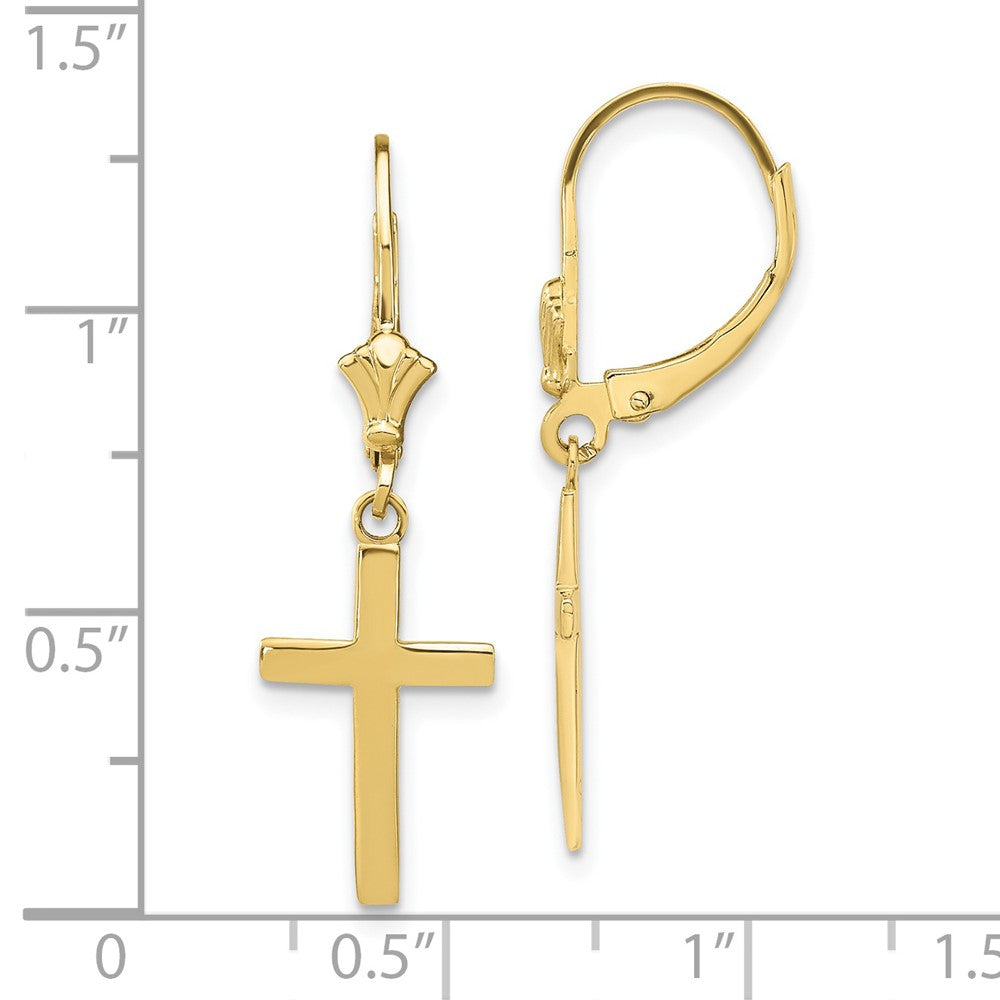 FJC Finejewelers 10 kt Yellow Gold Dangle Polished Cross Leverback Earrings 33 mm x 10 mm