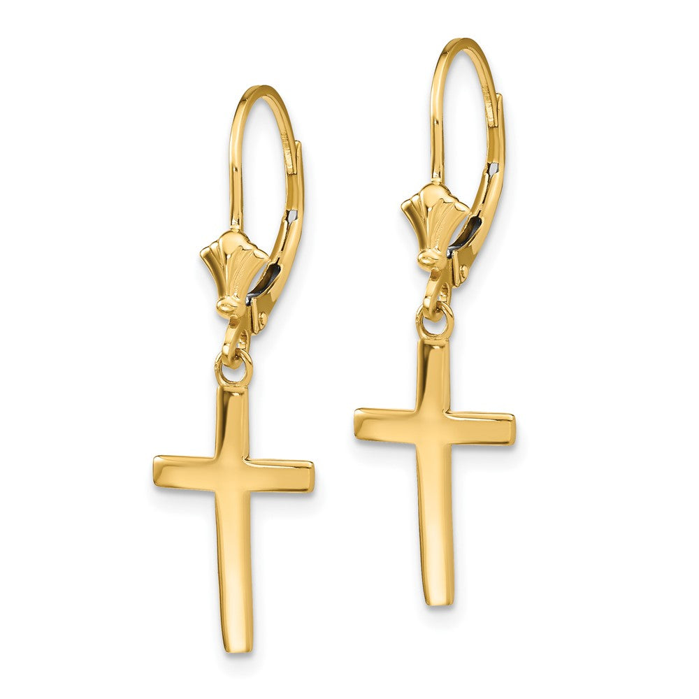 FJC Finejewelers 10 kt Yellow Gold Dangle Polished Cross Leverback Earrings 33 mm x 10 mm