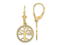 FJC Finejewelers 10 kt Yellow Gold Dangle Tree of Life In Round Frame Leverback Earrings 32 mm x 15 mm