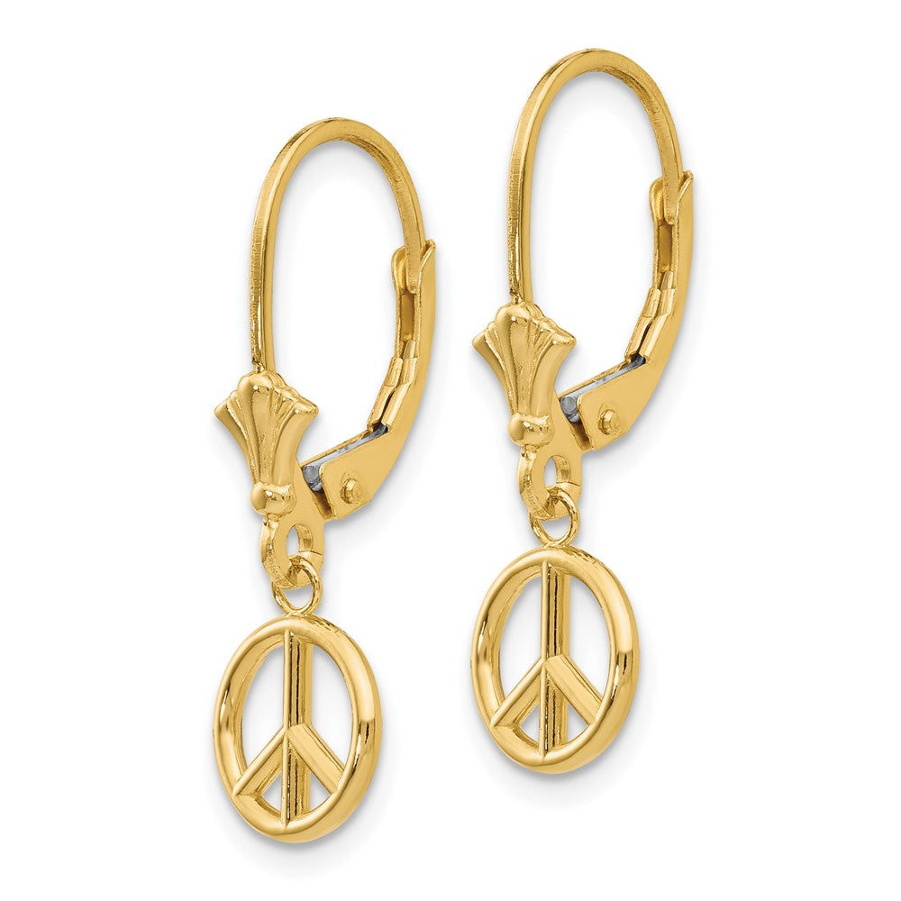 FJC Finejewelers 10 kt Yellow Gold Dangle 3-D Peace Symbol Leverback Earrings 25 mm x 8 mm