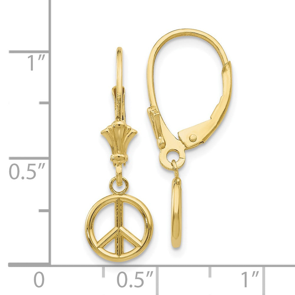 FJC Finejewelers 10 kt Yellow Gold Dangle 3-D Peace Symbol Leverback Earrings 25 mm x 8 mm