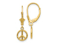 FJC Finejewelers 10 kt Yellow Gold Dangle 3-D Peace Symbol Leverback Earrings 25 mm x 8 mm