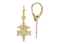 FJC Finejewelers 10 kt Yellow Gold Dangle RN Caduceus Leverback Earrings 32 mm x 13 mm