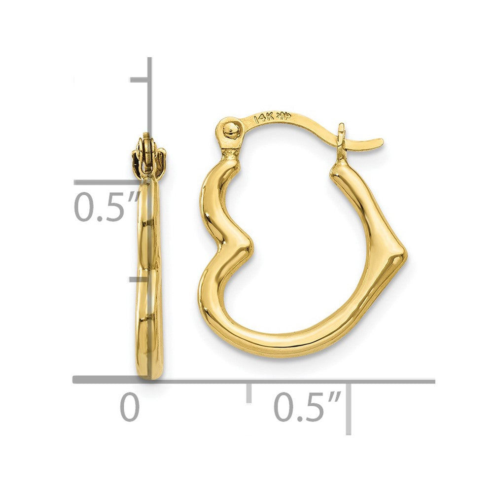 FJC Finejewelers 10 kt Yellow Gold Heart Shaped Hollow Hoop Earrings 16 mm x 13 mm