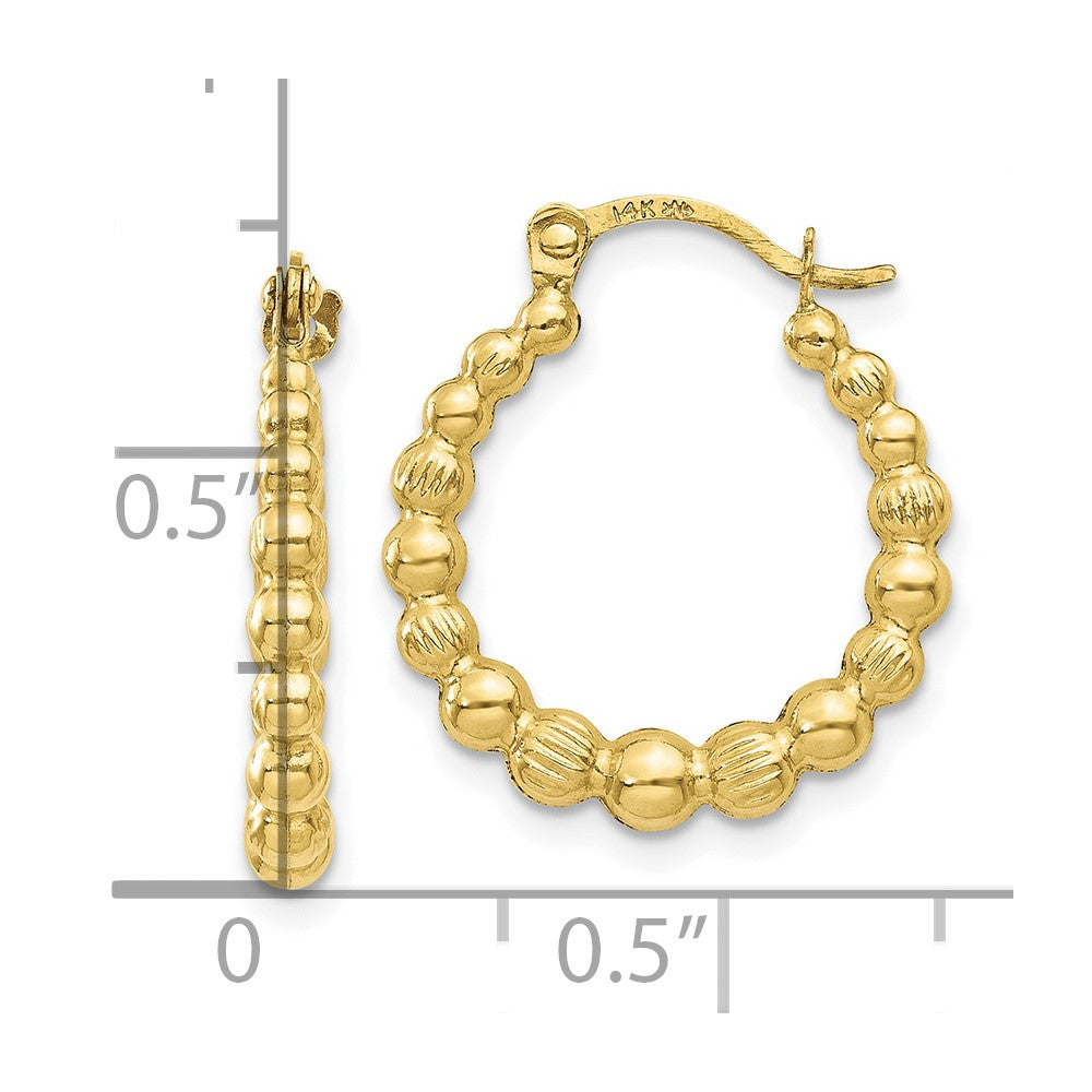 FJC Finejewelers 10 kt Yellow Gold Beaded Hoop Earrings 18 mm x 16 mm