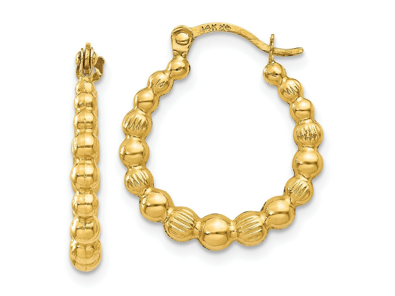 FJC Finejewelers 10 kt Yellow Gold Beaded Hoop Earrings 18 mm x 16 mm