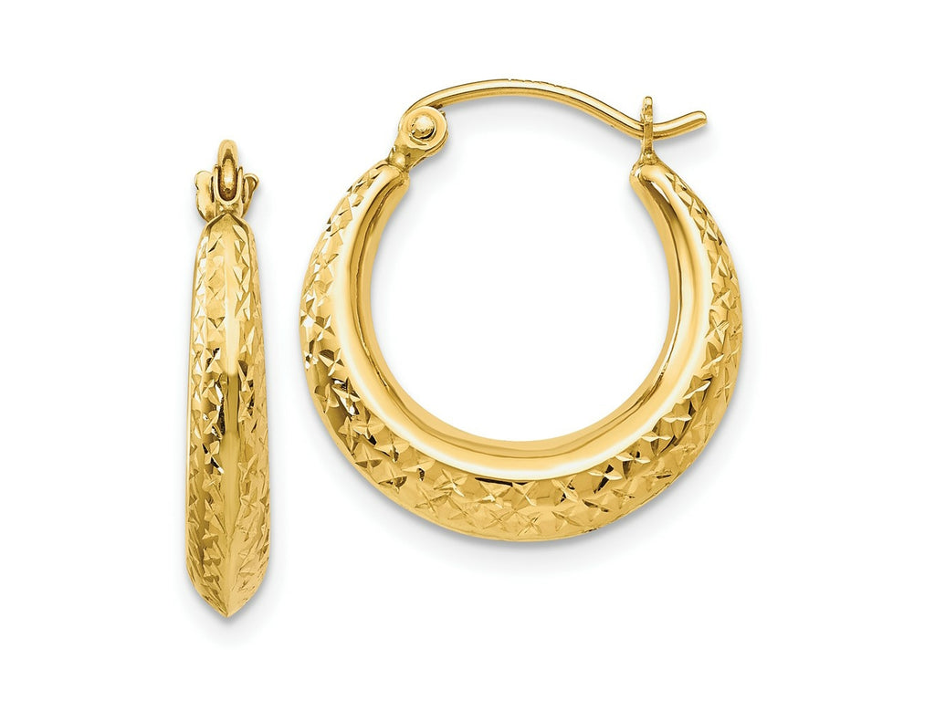FJC Finejewelers 10 kt Yellow Gold Textured Hollow Hoop Earrings 19 mm x 18 mm