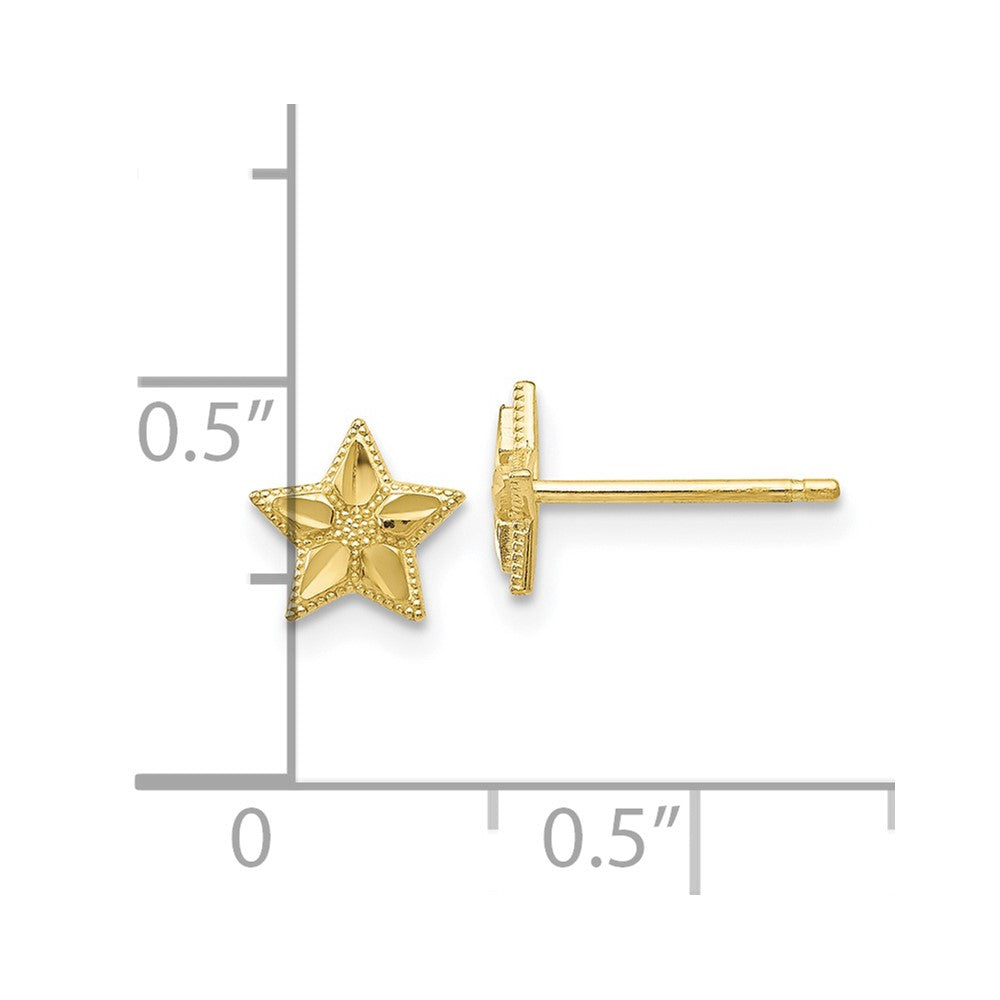 FJC Finejewelers 10 kt Yellow Gold Button Polished and Bright Cut Star Post Earrings 6 mm x 6 mm