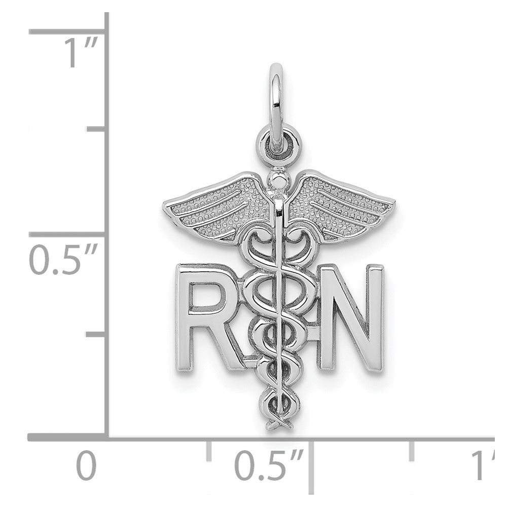 FJC Finejewelers 10 kt White Gold Themed Registered Nurse Charm 25 mm x 12 mm