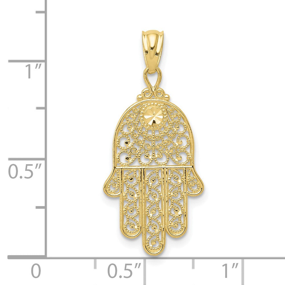 FJC Finejewelers 10 kt Yellow Gold Themed Hand of God Hamsa Charm 25 mm x 14 mm