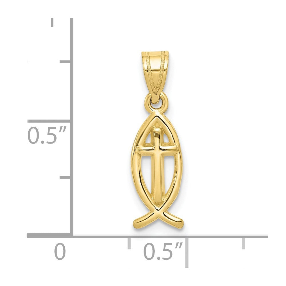 FJC Finejewelers 10 kt Yellow Gold Ichthus Fish Charm 21 x 7 mm