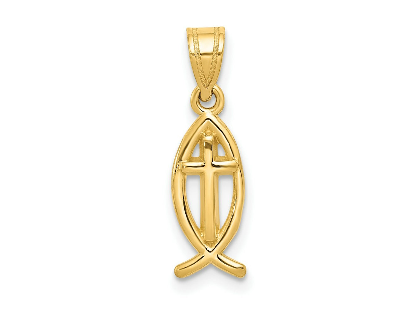 FJC Finejewelers 10 kt Yellow Gold Ichthus Fish Charm 21 x 7 mm