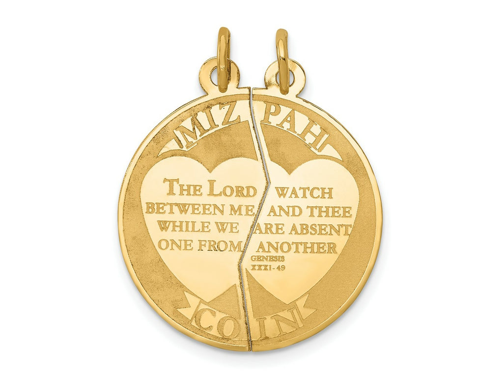FJC Finejewelers 10 kt Yellow Gold Mizpah 2-piece Charm 29 x 23 mm