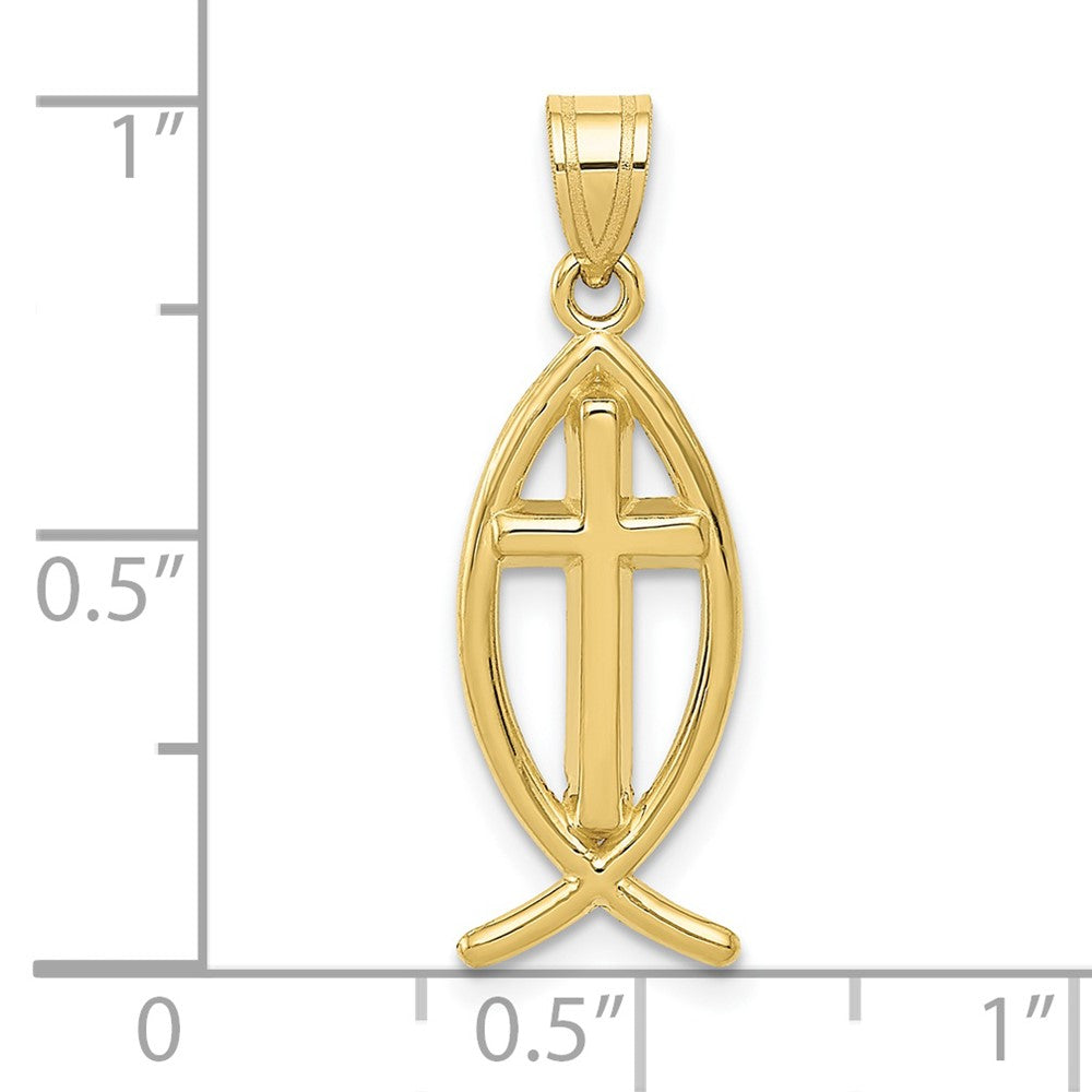 FJC Finejewelers 10 kt Yellow Gold Ichthus Fish Charm 26 x 9 mm