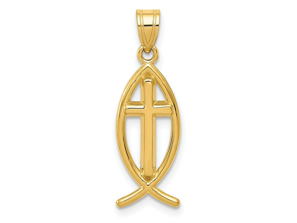 FJC Finejewelers 10 kt Yellow Gold Ichthus Fish Charm 26 x 9 mm