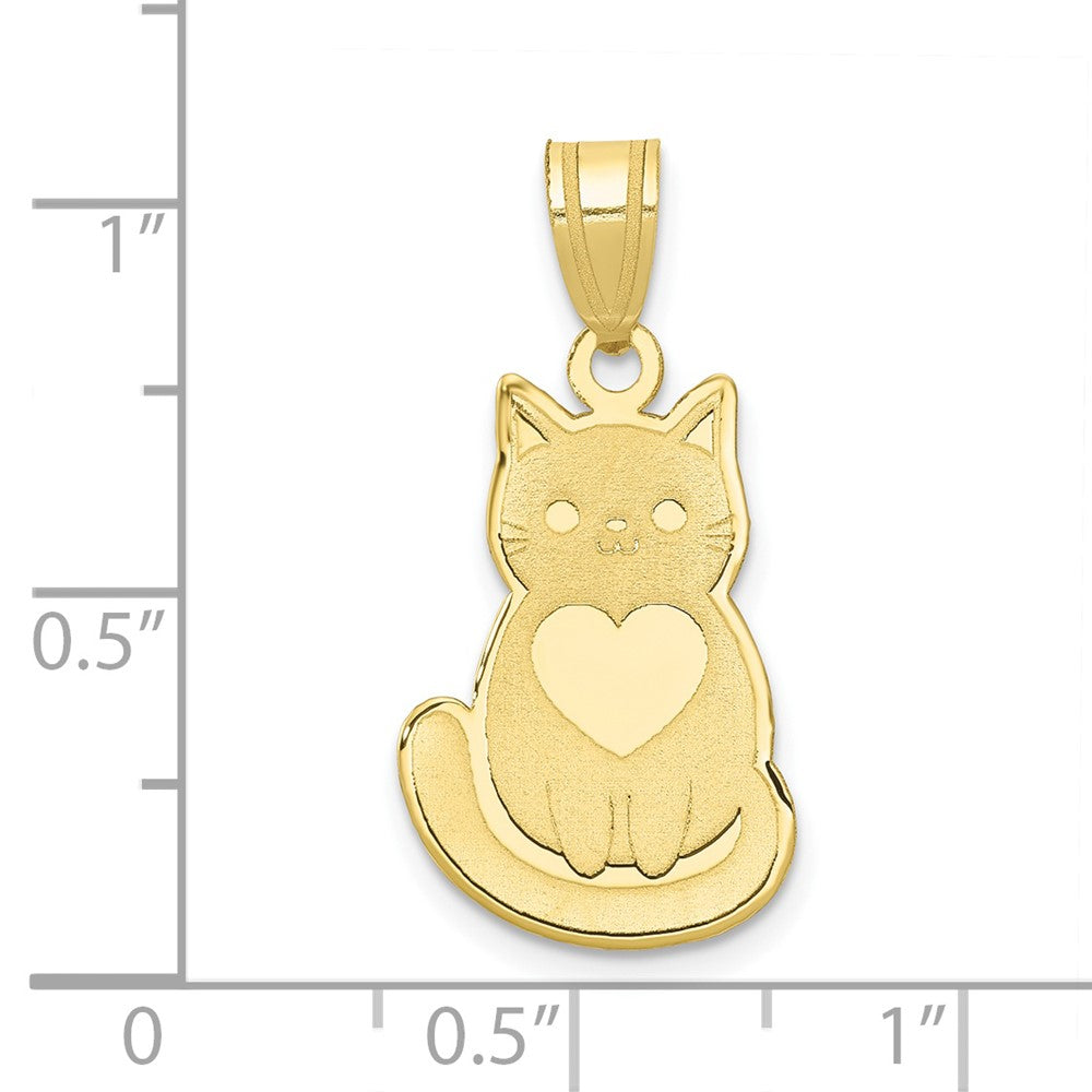 FJC Finejewelers 10 kt Yellow Gold Laser Cut Cat with Heart Charm