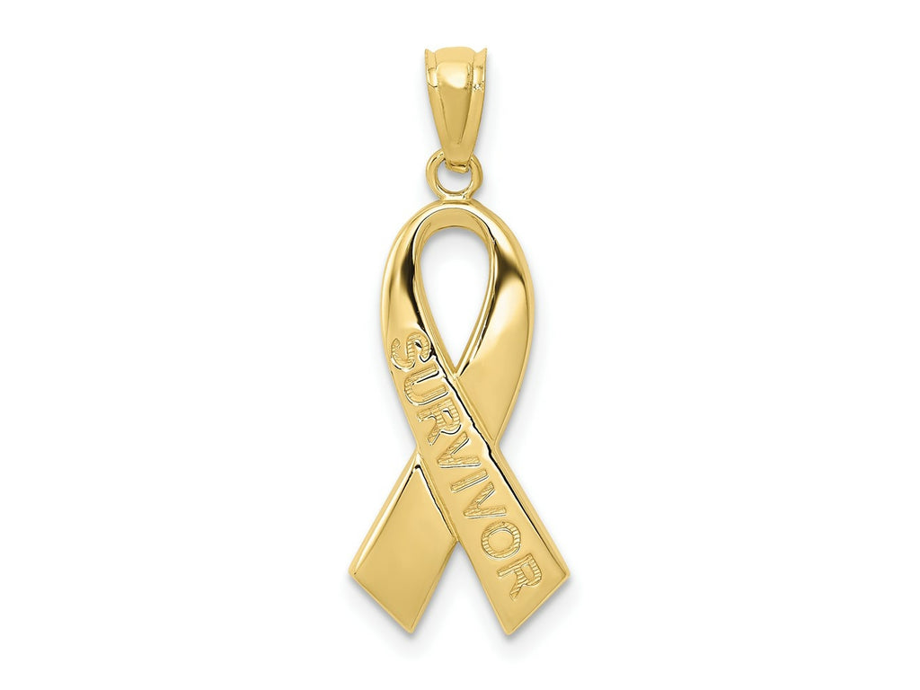 FJC Finejewelers 10 kt Yellow Gold Themed Polished Survivor Ribbon Charm