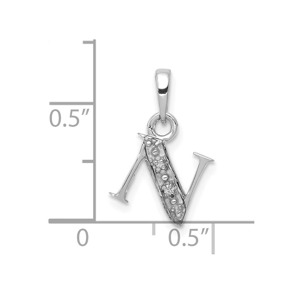 FJC Finejewelers 10 kt White Gold Initial N Charm 15 x 8 mm