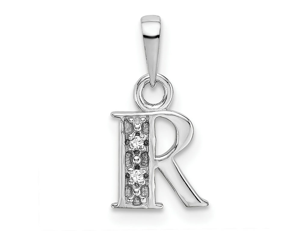 FJC Finejewelers 10 kt White Gold Initial R Charm 15 x 8 mm