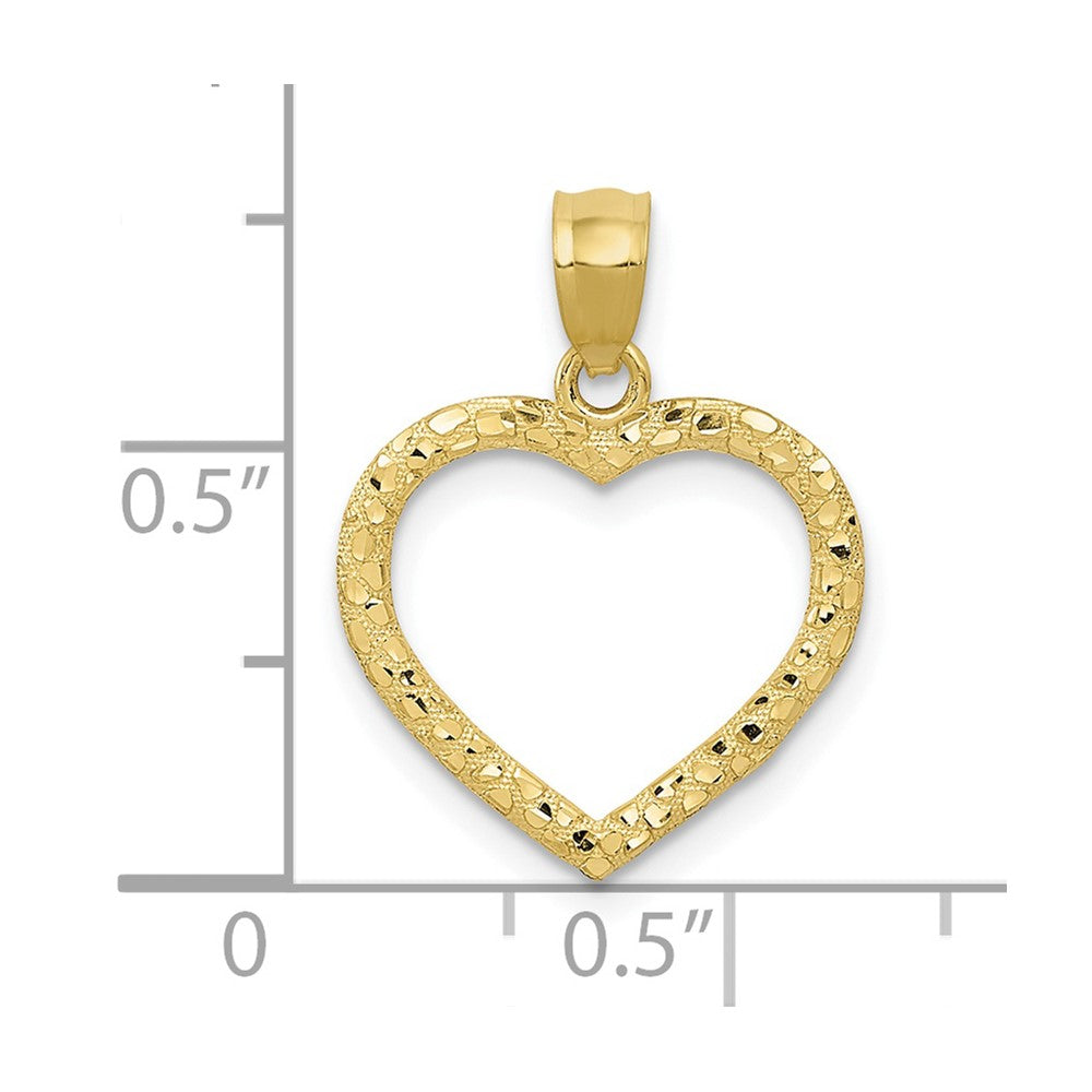FJC Finejewelers 10 kt Yellow Gold Polished and Textured Cut-out Heart Charm 21 x 15 mm