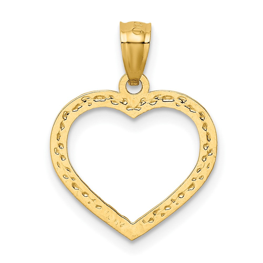FJC Finejewelers 10 kt Yellow Gold Polished and Textured Cut-out Heart Charm 21 x 15 mm