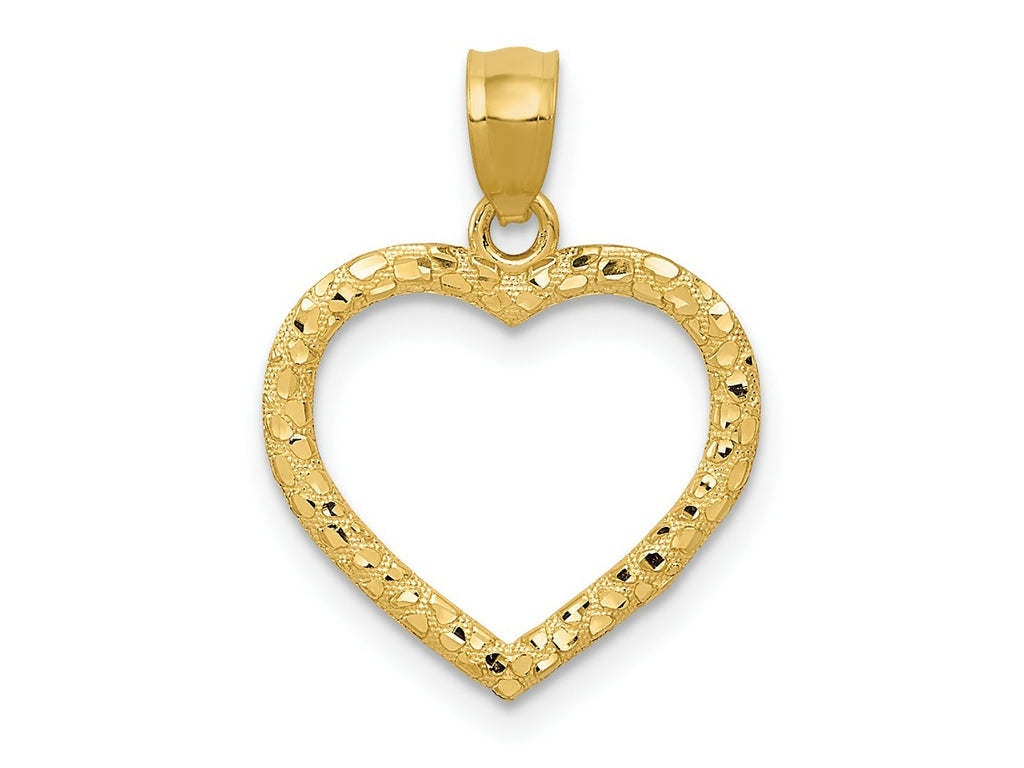 FJC Finejewelers 10 kt Yellow Gold Polished and Textured Cut-out Heart Charm 21 x 15 mm