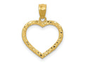 FJC Finejewelers 10 kt Yellow Gold Polished and Textured Cut-out Heart Charm 21 x 15 mm