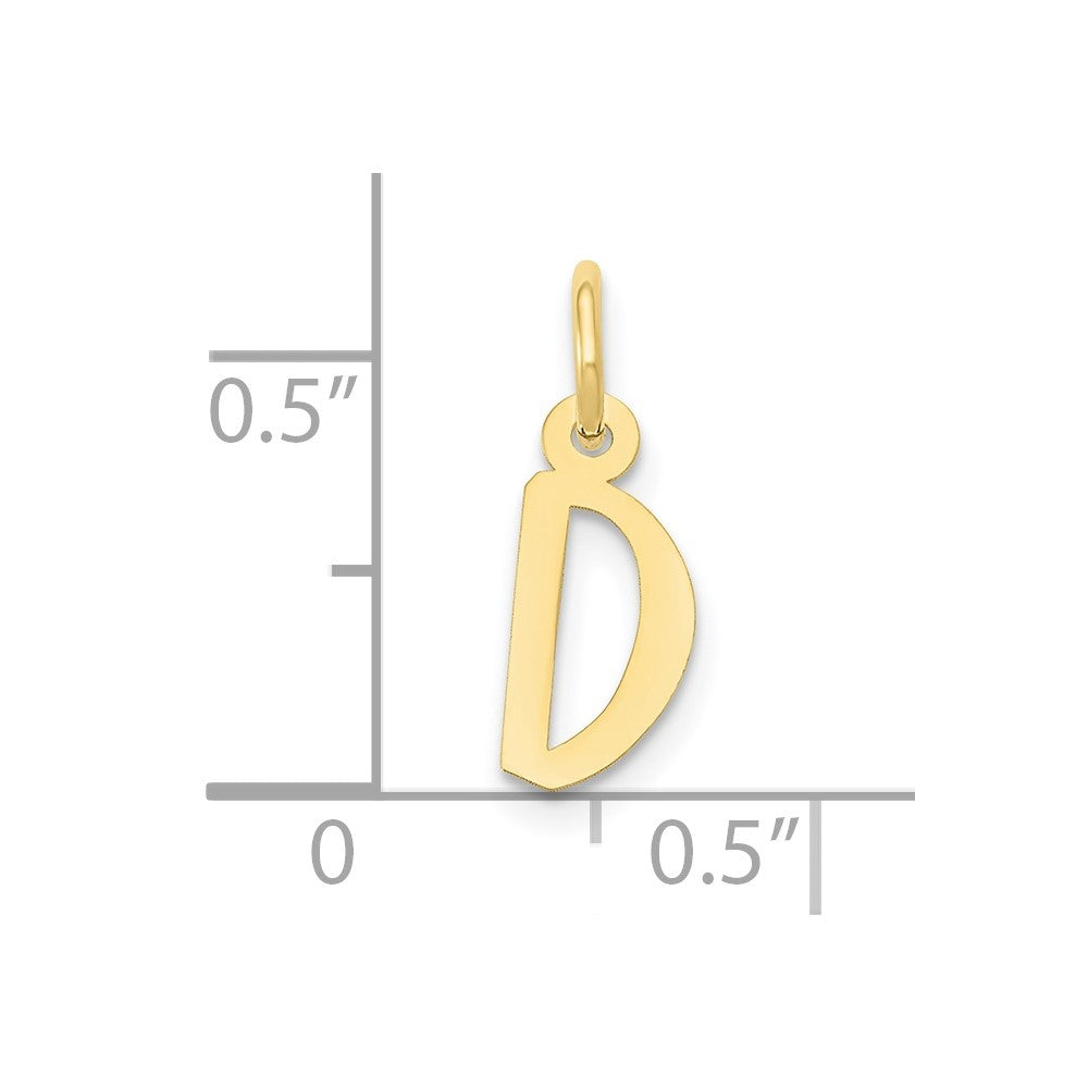 FJC Finejewelers 10 kt Yellow Gold Small Slanted Block Initial D Charm 15 x 6 mm