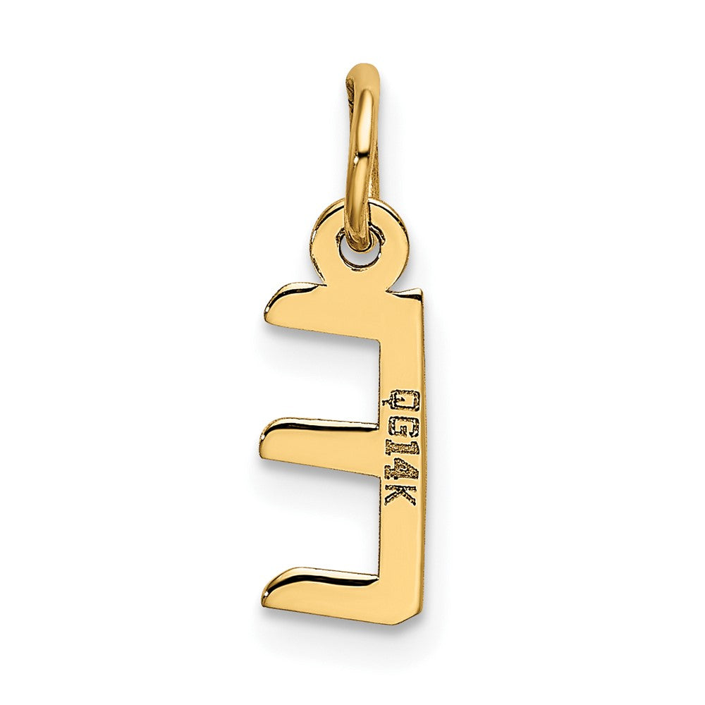FJC Finejewelers 10 kt Yellow Gold Small Slanted Block Initial E Charm 15 x 6 mm