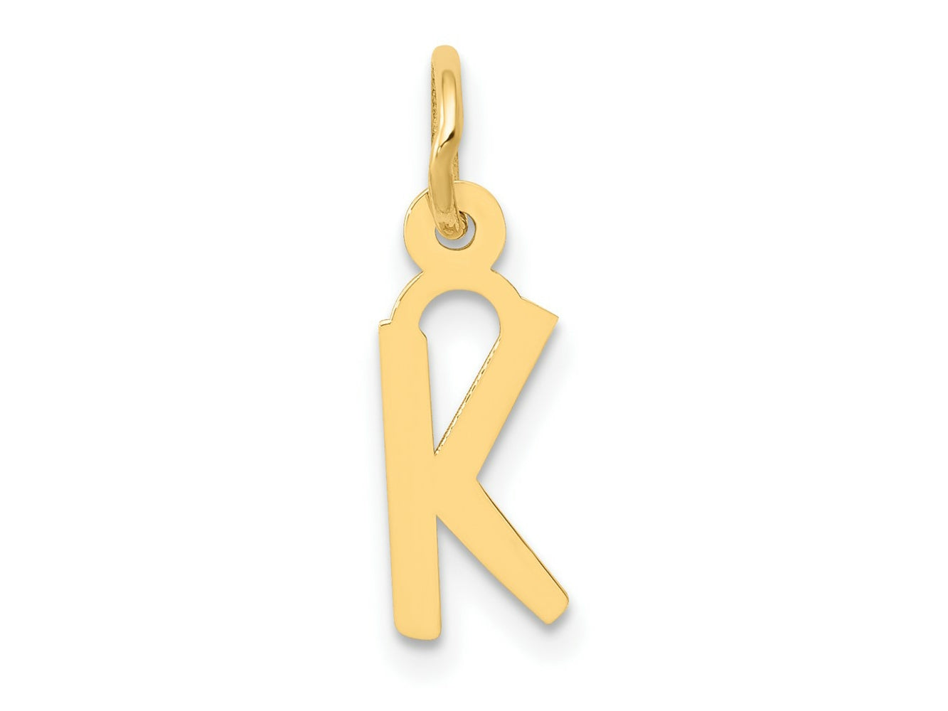 FJC Finejewelers 10 kt Yellow Gold Small Slanted Block Initial K Charm 15 x 6 mm