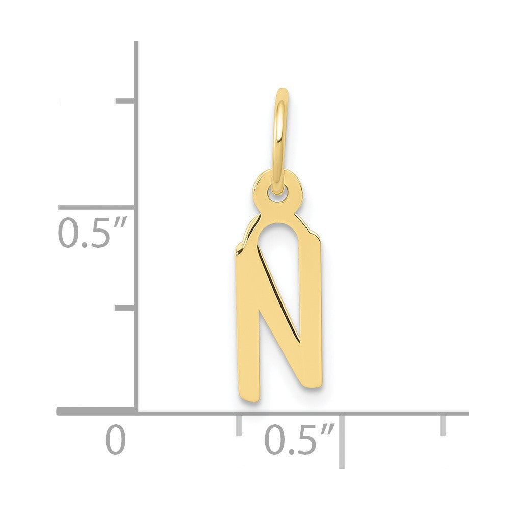FJC Finejewelers 10 kt Yellow Gold Small Slanted Block Initial N Charm 15 x 6 mm