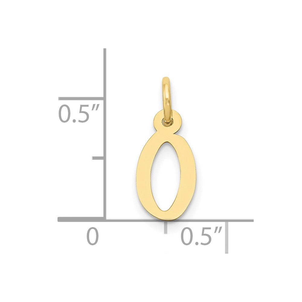 FJC Finejewelers 10 kt Yellow Gold Small Slanted Block Initial O Charm 15 x 6 mm