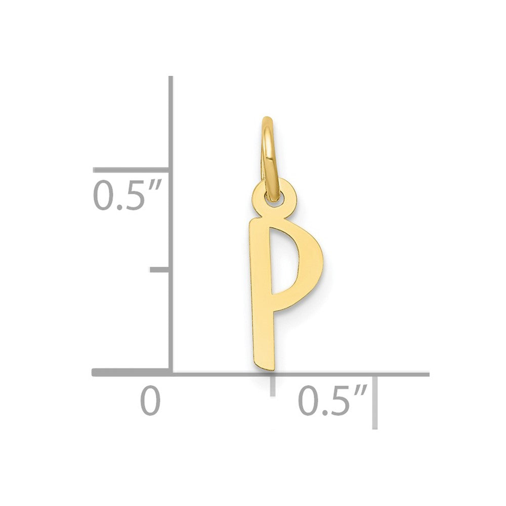 FJC Finejewelers 10 kt Yellow Gold Small Slanted Block Initial P Charm 15 x 6 mm