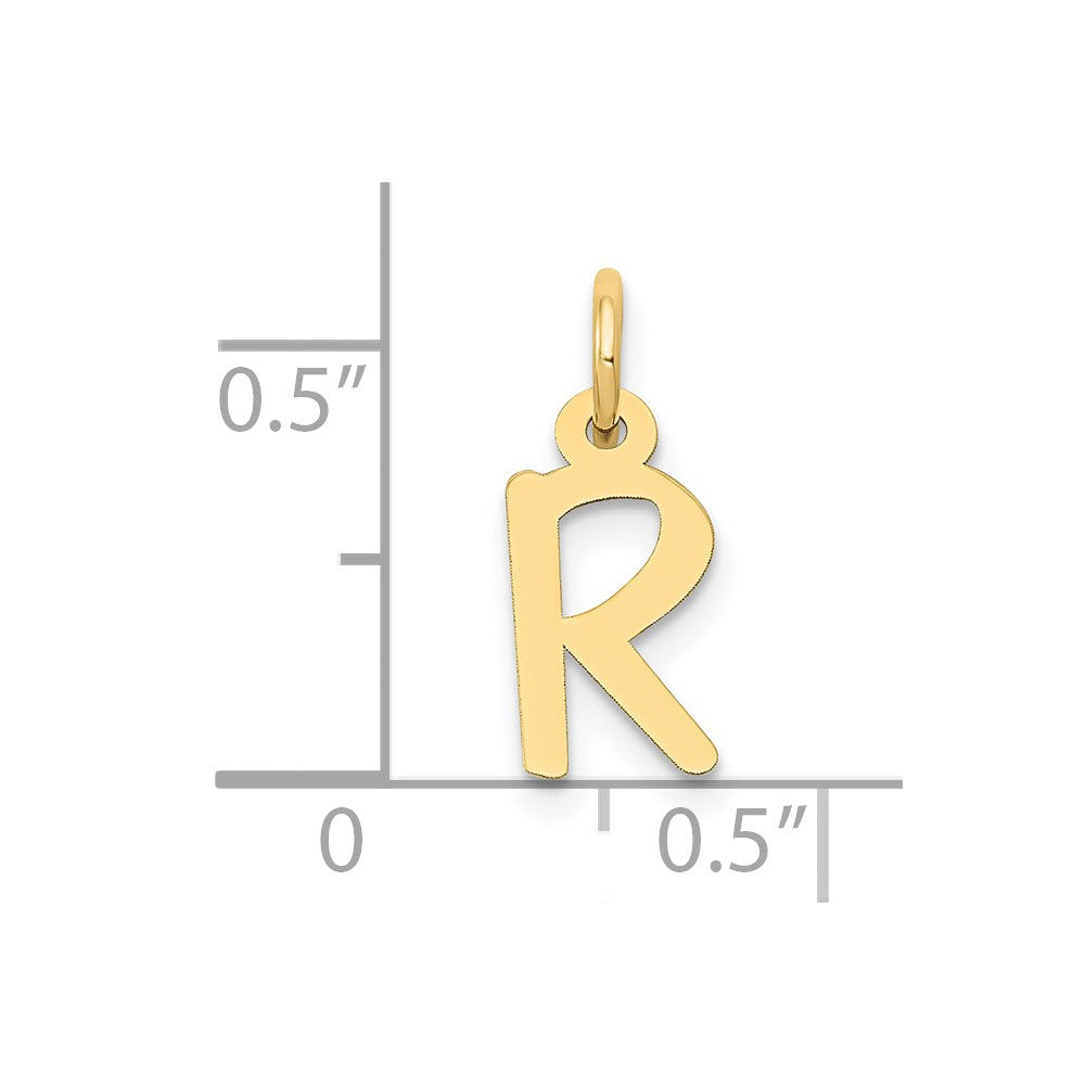 FJC Finejewelers 10 kt Yellow Gold Small Slanted Block Initial R Charm 15 x 6 mm