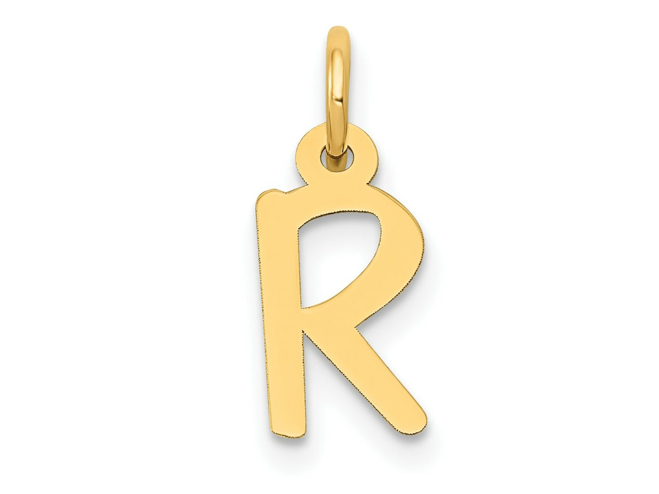 FJC Finejewelers 10 kt Yellow Gold Small Slanted Block Initial R Charm 15 x 6 mm