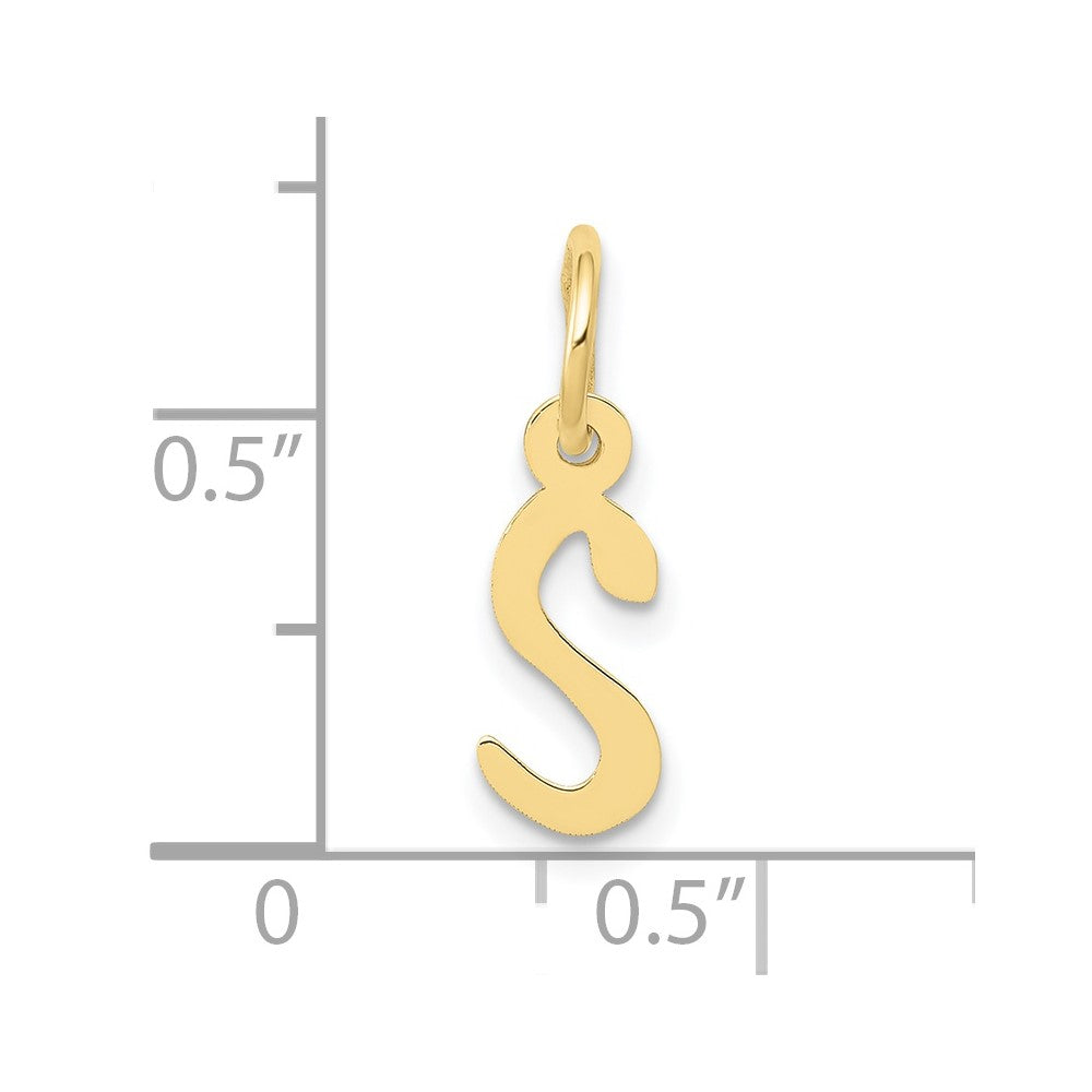 FJC Finejewelers 10 kt Yellow Gold Small Slanted Block Initial S Charm 15 x 6 mm