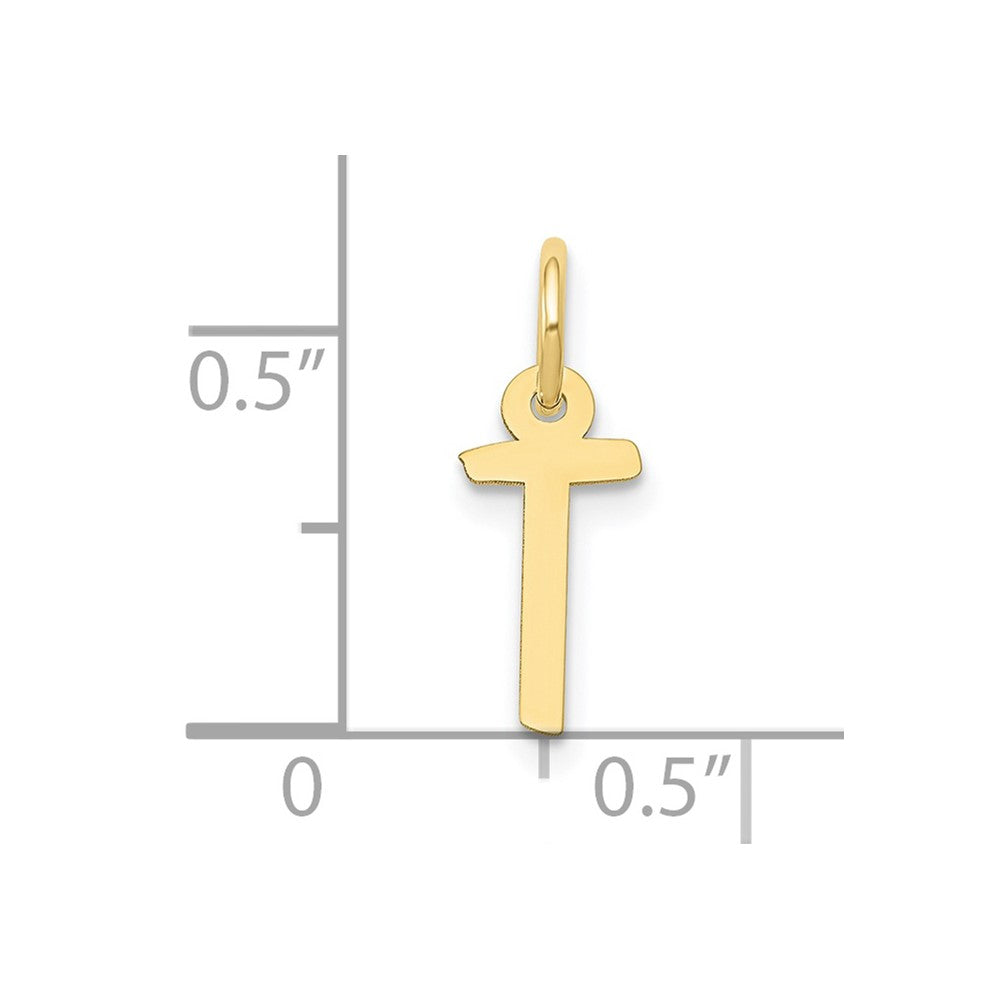 FJC Finejewelers 10 kt Yellow Gold Small Slanted Block Initial T Charm 15 x 6 mm