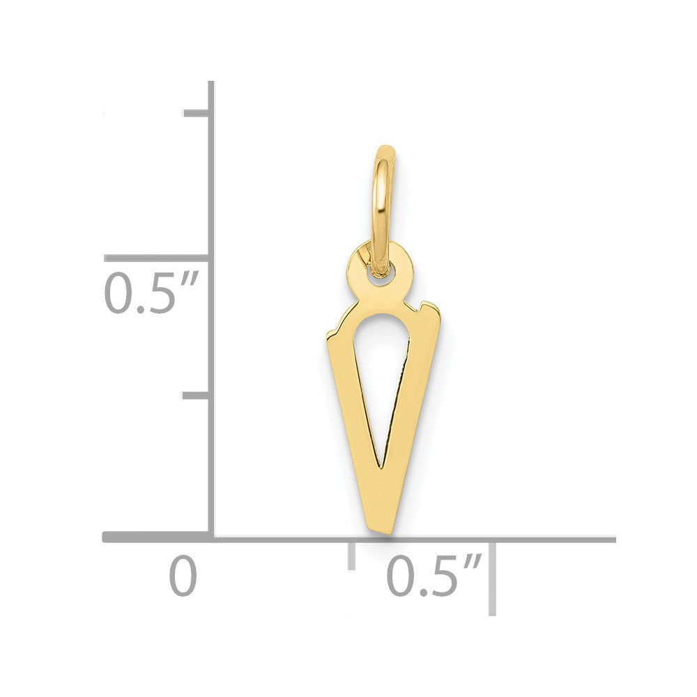 FJC Finejewelers 10 kt Yellow Gold Small Slanted Block Initial V Charm 15 x 6 mm