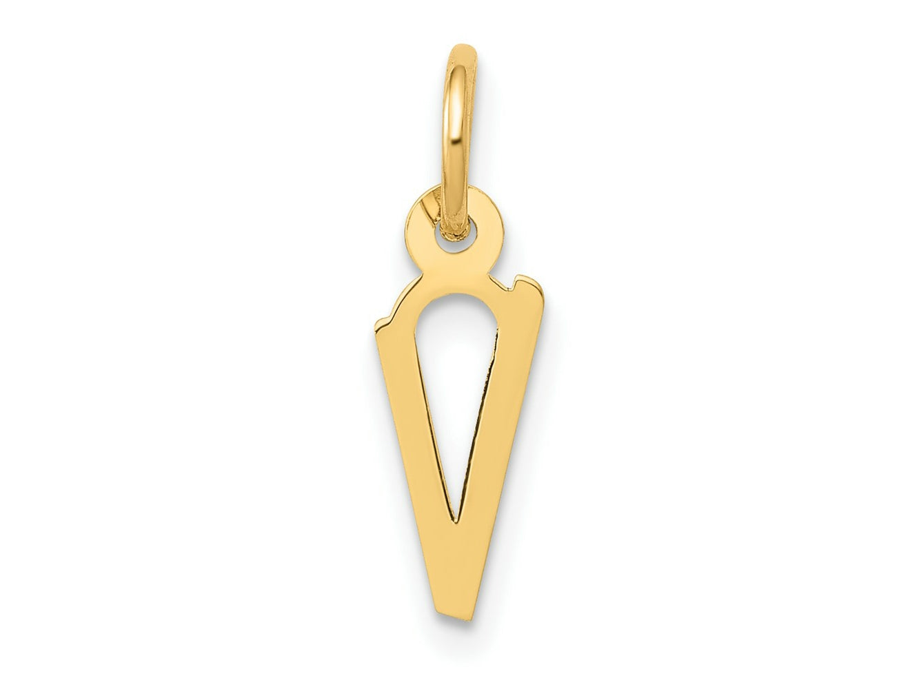 FJC Finejewelers 10 kt Yellow Gold Small Slanted Block Initial V Charm 15 x 6 mm