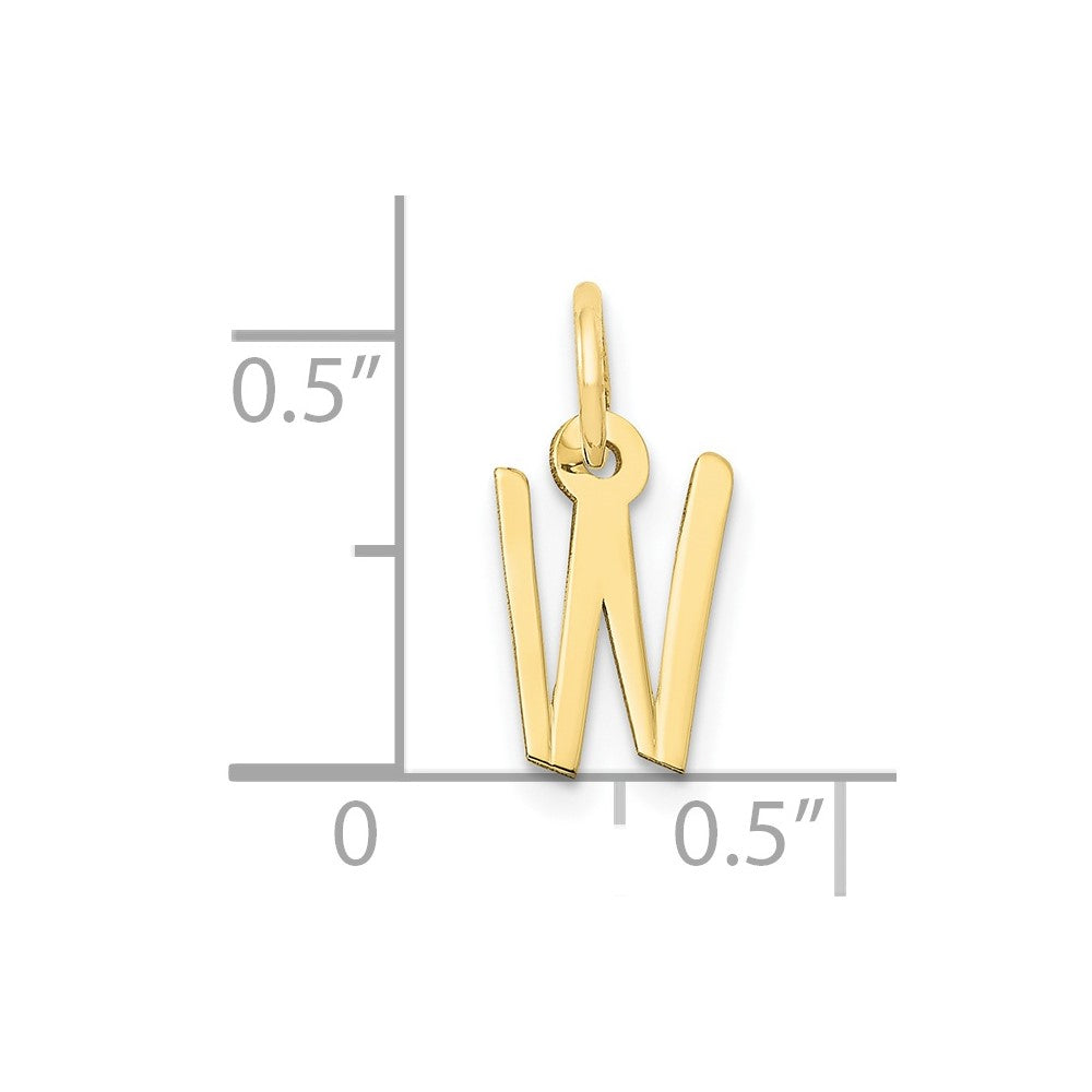 FJC Finejewelers 10 kt Yellow Gold Small Slanted Block Initial W Charm 15 x 6 mm