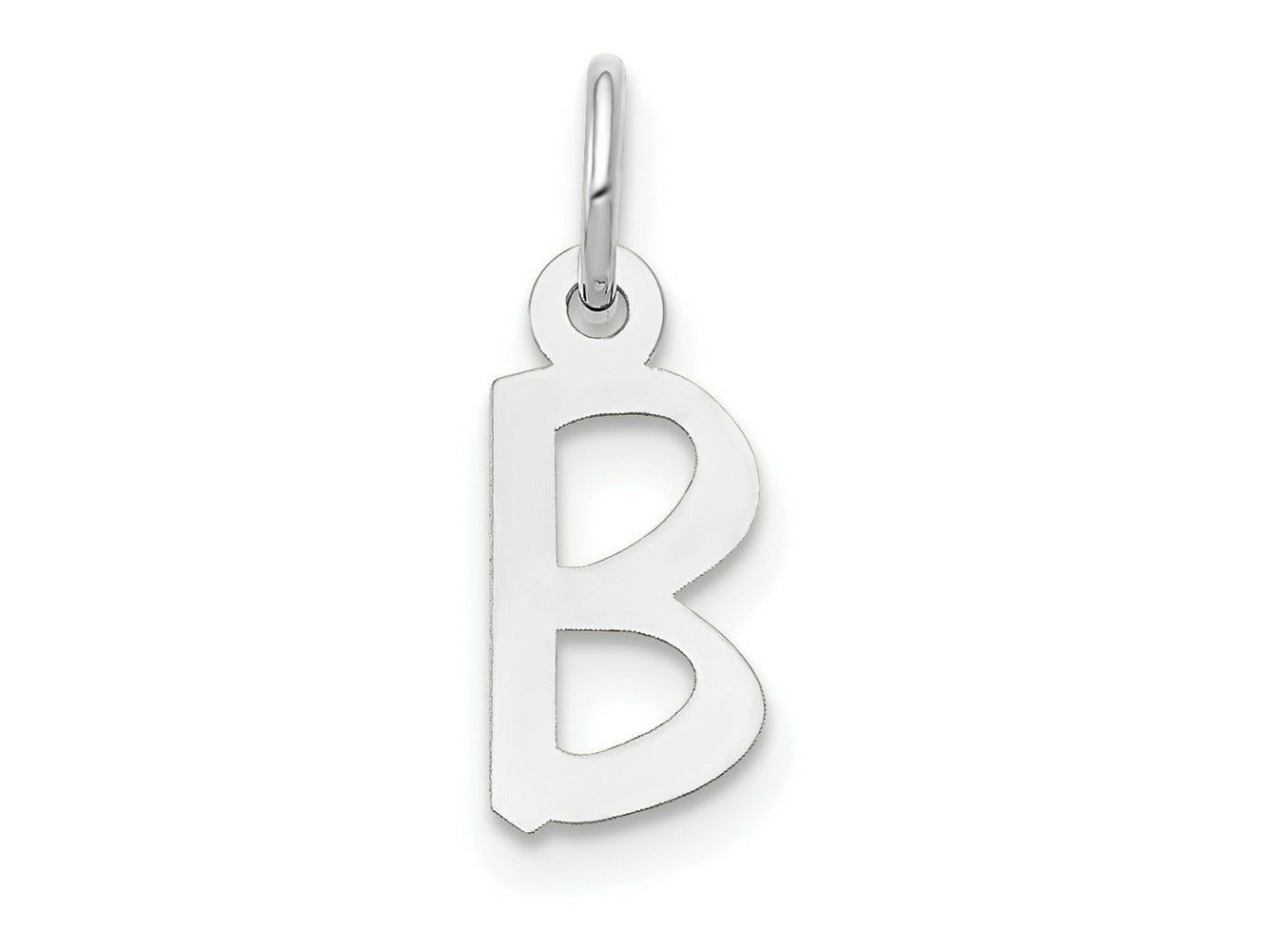 FJC Finejewelers 10 kt White Gold Small Slanted Block Initial B Charm 15 mm x 6 mm