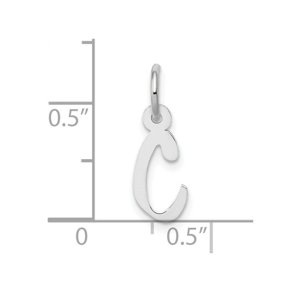 FJC Finejewelers 10 kt White Gold Small Slanted Block Initial C Charm 15 mm x 5 mm