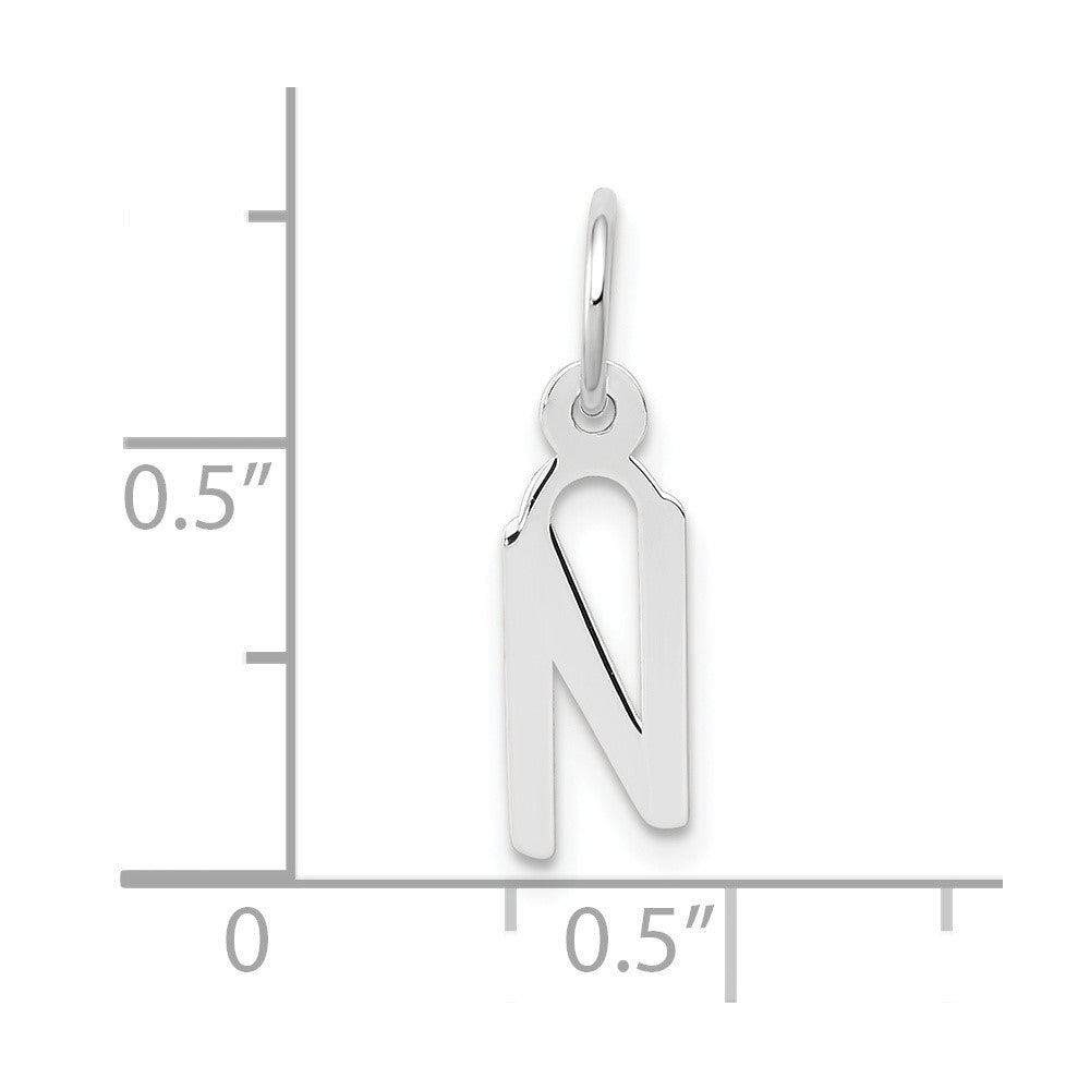 FJC Finejewelers 10 kt White Gold Themed Small Slanted Block Initial N Char 15 mm x 6 mm