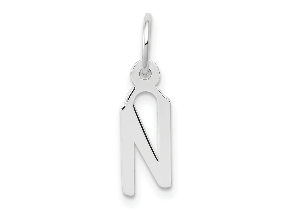 FJC Finejewelers 10 kt White Gold Themed Small Slanted Block Initial N Char 15 mm x 6 mm