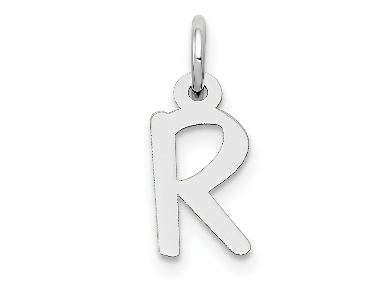 FJC Finejewelers 10 kt White Gold Themed Small Slanted Block Initial R Char 15 mm x 6 mm