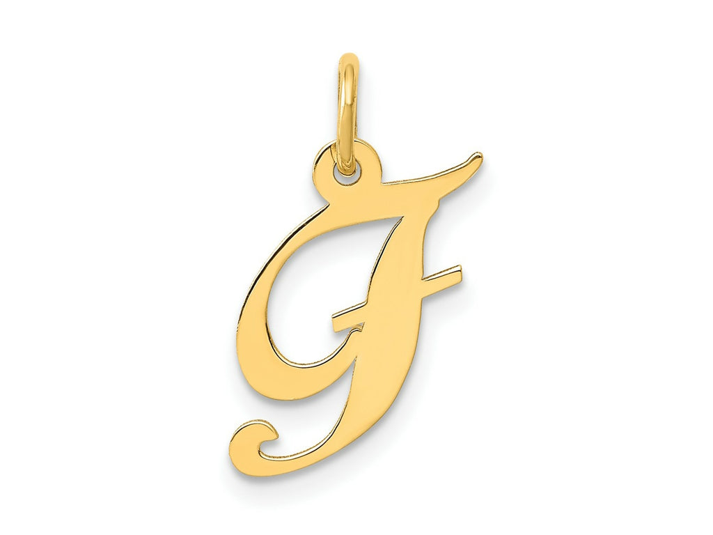 FJC Finejewelers 10 kt Yellow Gold Small Fancy Script Initial F Charm 16 x 17 mm